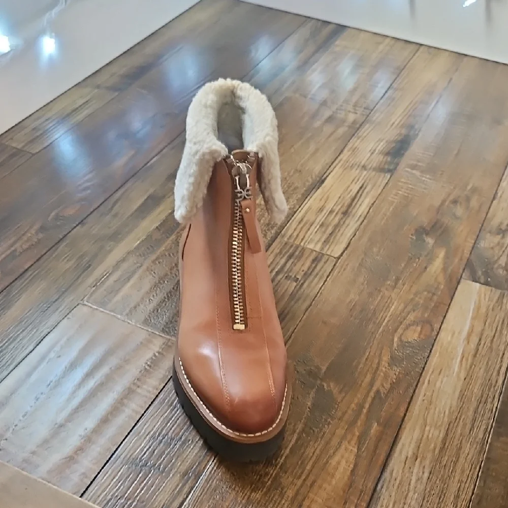 Sam Edelman Jacquie 2‎ Tan Shearling-Lined Zip Boots